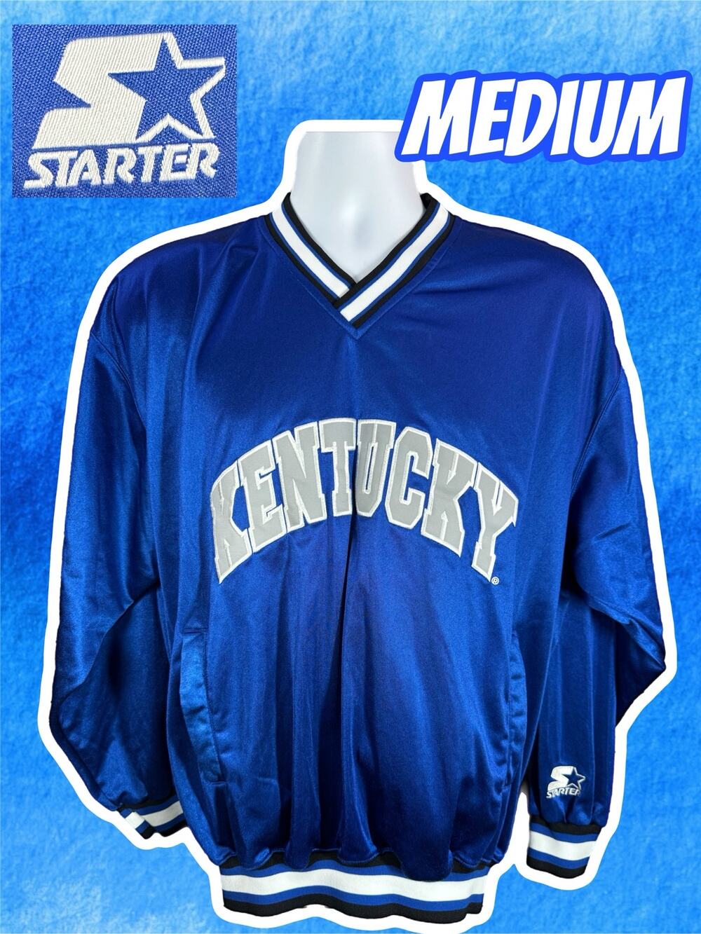 Vintage Starter Kentucky Wildcats Blue Pullover Jacket Size Medium